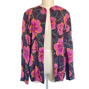Vintage Tattoo of California Floral Open Blazer Kimono Top